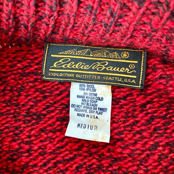 Eddie Bauer Vintage Red Wool Blend Sweater Size Medium - Picture 5 of 5